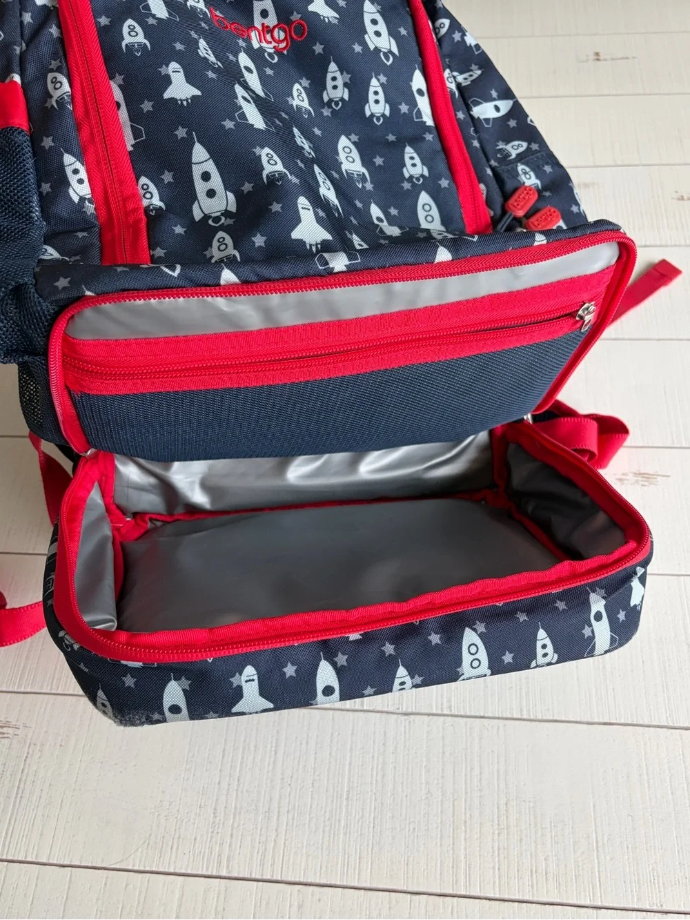 Bentgo 2-in-1 Kids Navy Rocket Print Backpack with Built-in Lunch Bag